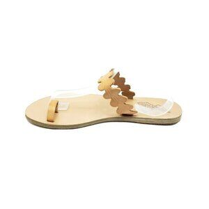 Ancient Greek Handmade Sandals Ring Toe Flats Brown Leather Womens EUR 40/US 10